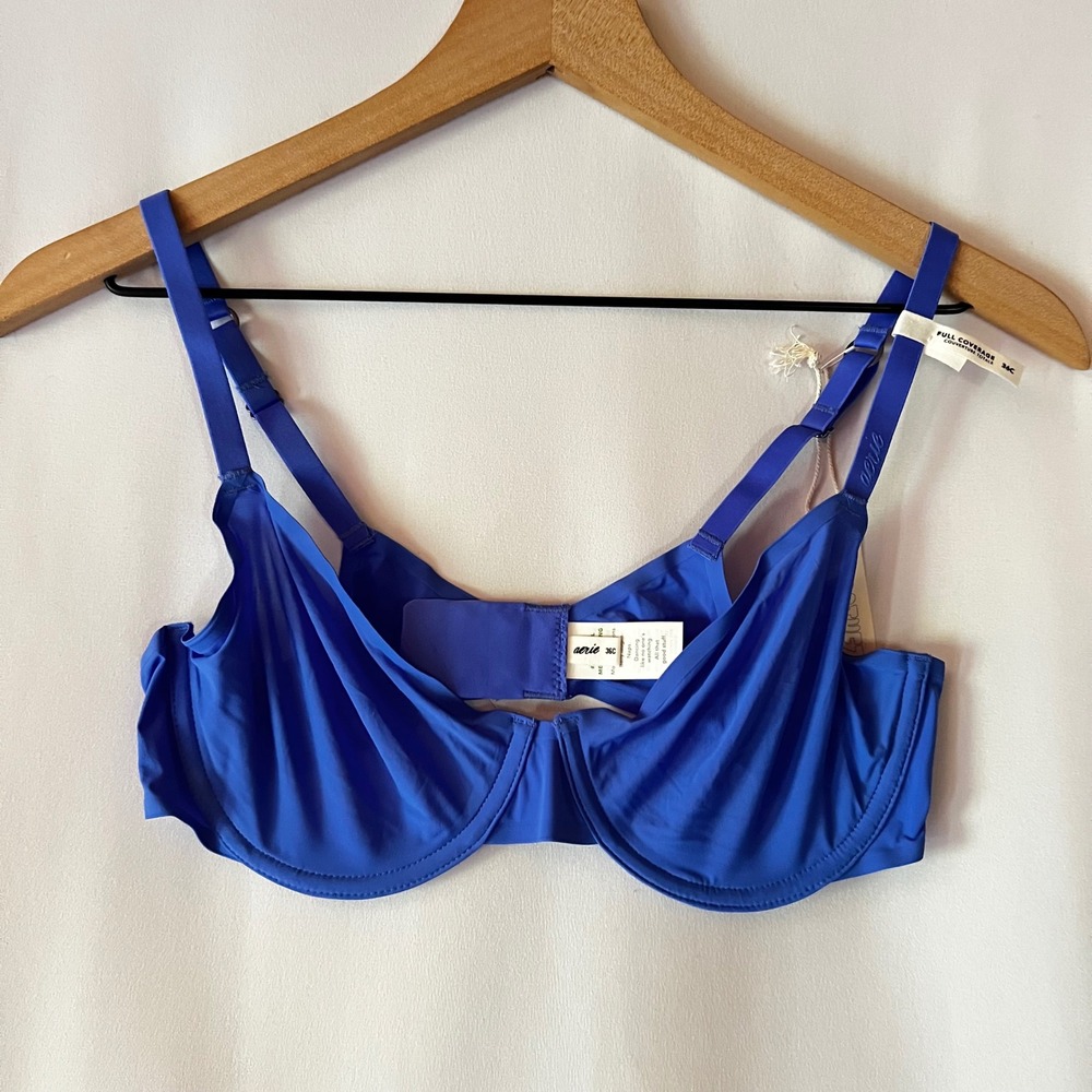 NWT Aerie Smoothez Mesh Full Coverage Bra 36C Cobalt Unlined Underwire Coquette